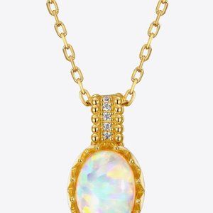 Opal and Zircon 10K Gold-Plated Necklace For Women
